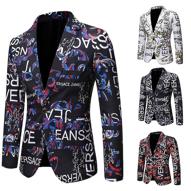  Per uomo Giacca Feste Asciugatura rapida Classico Alla moda Autunno Inverno Alfabetico Elegante Informale Colletto piatto Sottile Standard Taglia piccola Nero Bianco Rosso Blu Giacca