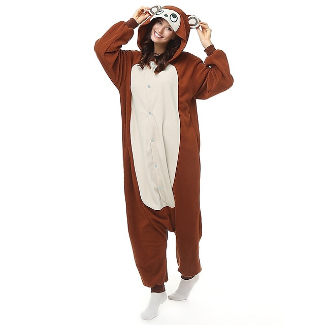 Toys & Hobbies Cosplay & Costumes | Adults Kigurumi Pajamas Monkey Onesie Pajamas Polar Fleece Coffee Cosplay For Men and Women 