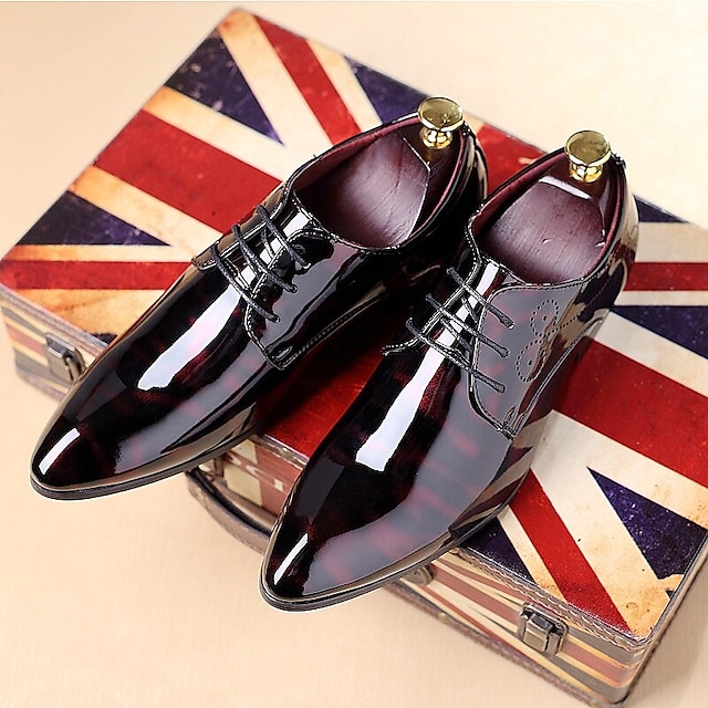 Men's Patent Leather Oxford Dress Shoes - Red and Black, Ideal for ...