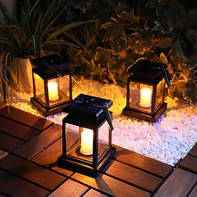  retro lantaarn kaars outdoor Pathway lichten waterdichte opknoping solar licht voor tuin patio bruiloft vakantie outdoor indoor decoratie
