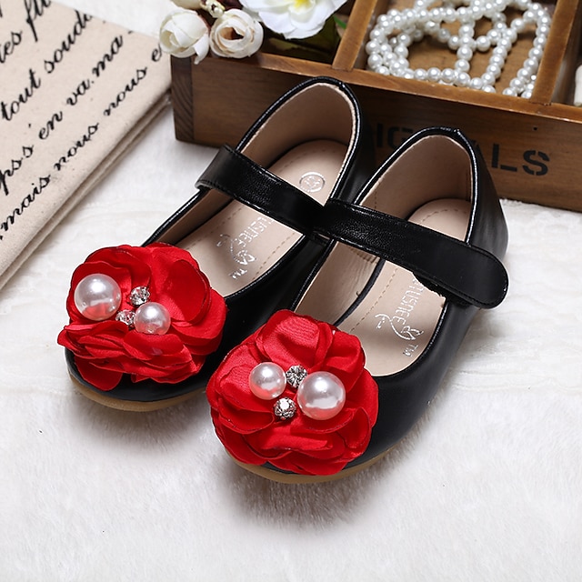 Shoes & Bags Kids Shoes | Girls Flats Flower Girl Shoes Microfiber Dress Shoes Little Kids(4-7ys) Wedding Daily Black Pink Ivory