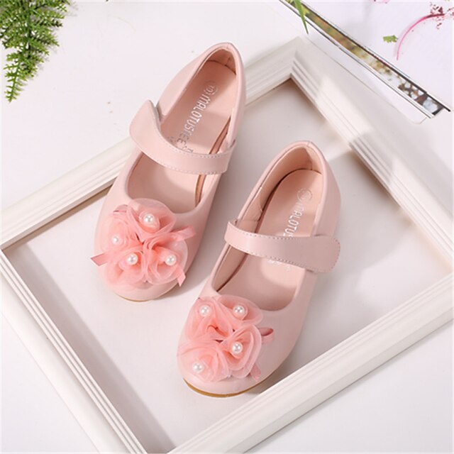 Shoes & Bags Kids Shoes | Girls Flats Flower Girl Shoes Microfiber Little Kids(4-7ys) Wedding Daily Flower Pink Ivory Fall Sprin