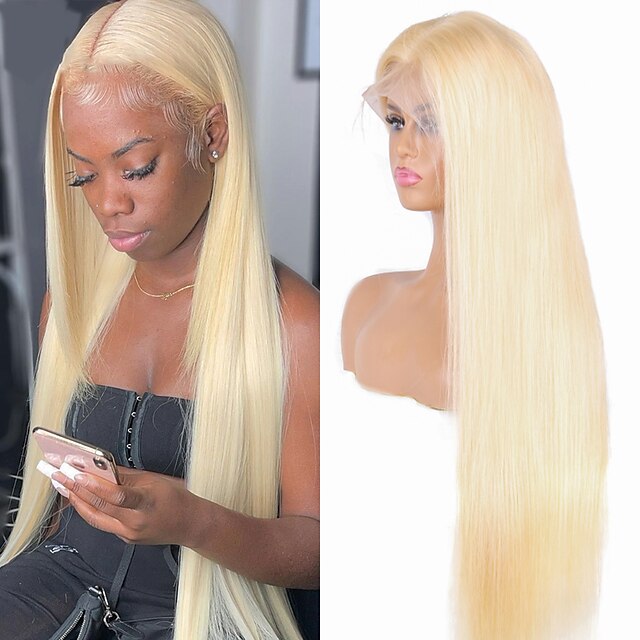

180% 44 Lace 613 Honey Blonde Color Lace Front Human Hair Wigs for Women Transparent Brazilian Remy Straight Frontal Wig Human Hair