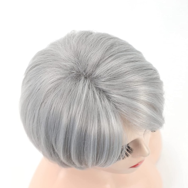 Beauty & Hair Wigs & Hair Pieces | Short Grey Pixie Bob Wigs for White Women Sliver Gray Synthetic Straight Hair Repalcement Wig