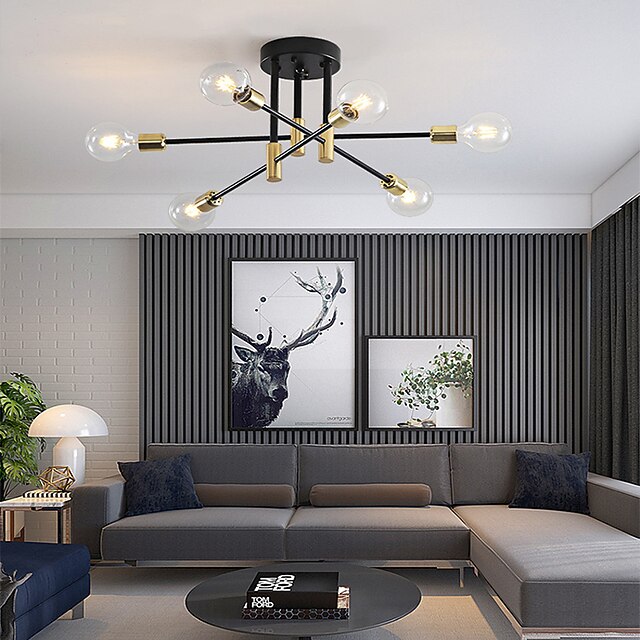 6-Light 70 cm Sputnik Design Cluster Design Chandeliers Metal Industrial