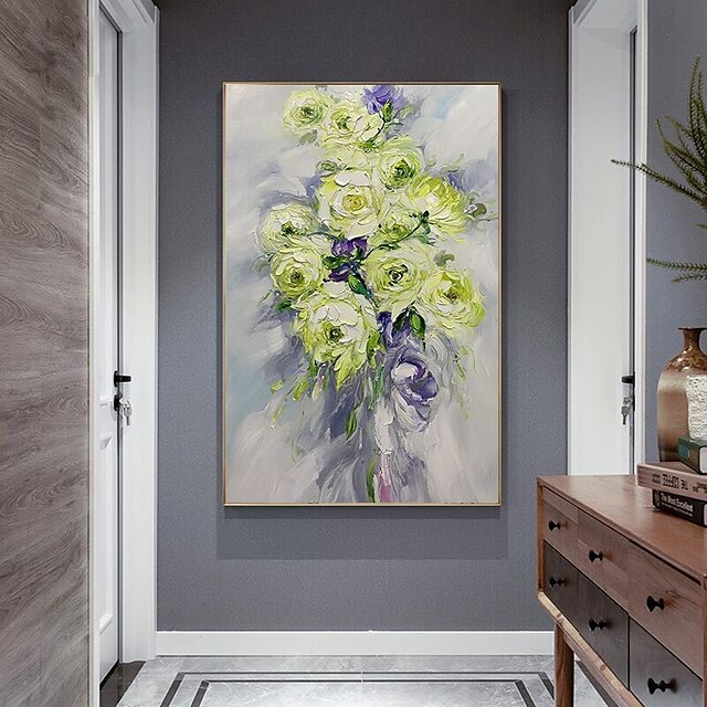 Home & Garden Wall Art | Oil Painting Handmade Hand Painted Wall Art Modern Abstract Beautiful Color Green Flower Home Decoratio