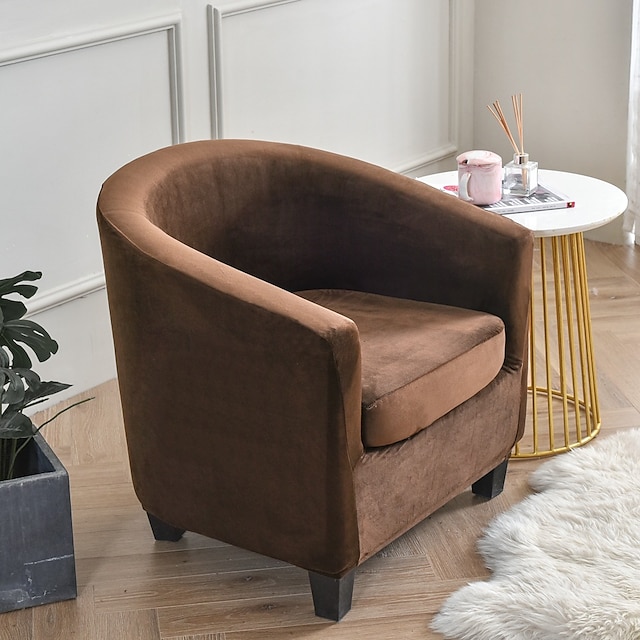  Velvet Club Chair Schonbezug Wannenstuhlbezug Couc Möbelschutz mit Sitzkissenbezug elastischer Unterseite weich für Hotelbartheke Wohnzimmer