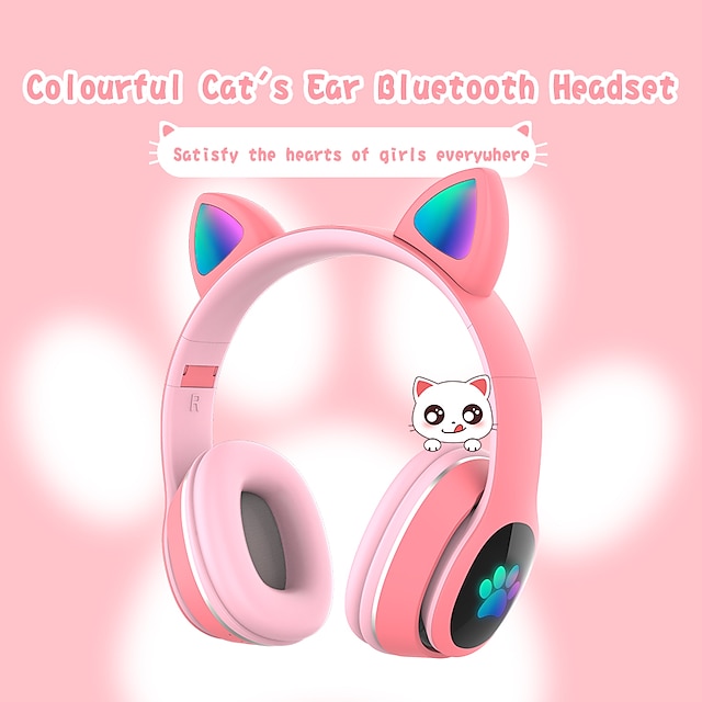  L400 LED Flash Cute Cat Ears Headphone With Microphone Bluetooth Earphone Over-Ear Wireless Music Gaming Player Over-Ear Wireless Headset