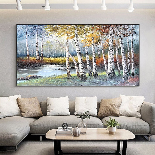  Peinture à l'huile faite à la main toile mur art décoration paysage abstrait peinture automne bouleau pour la décoration intérieure roulé sans cadre non étiré peinture