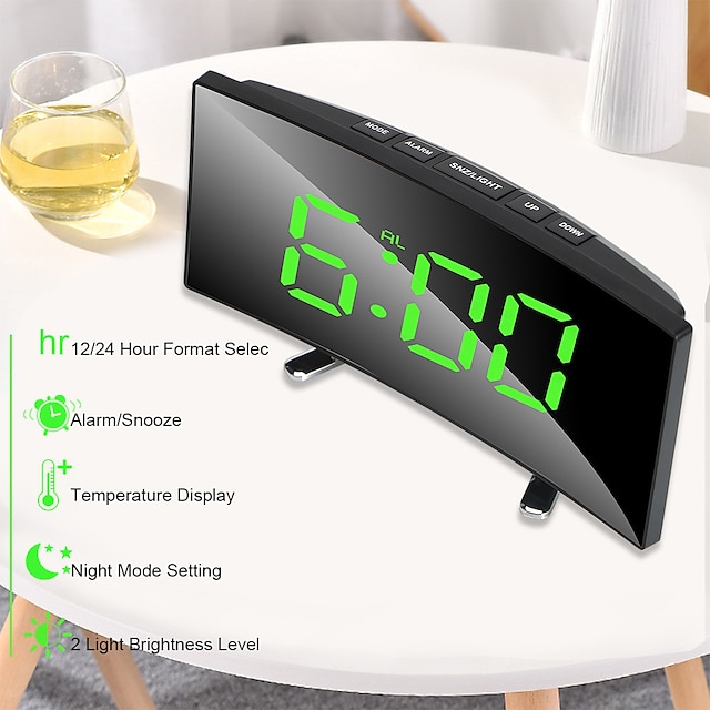  T39 Eye Protection Green Red White Digital Alarm Clock Dimmabl Table Clock LED Screen Alarm Electronic Clocks For Home Decor LED Desk Clock Temperature display