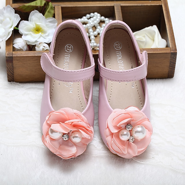 Shoes & Bags Kids Shoes | Girls Flats Flower Girl Shoes Microfiber Dress Shoes Little Kids(4-7ys) Wedding Daily Black Pink Ivory