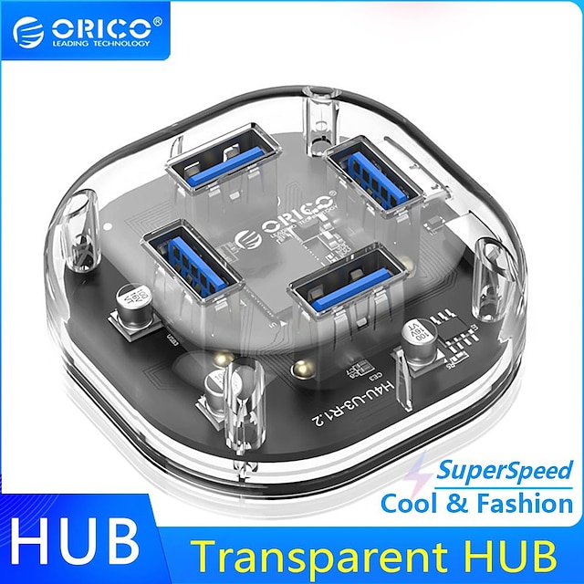  orico transparent serie usb hub 4/7 port højhastigheds usb3.0 splitter med mikro usb strøm port til bærbar pc