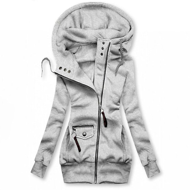 Womens Clothing Womens Outerwear | Womens Hoodied Jacket Casual Jacket Daily Going out Outdoor Fall Winter Regular Coat Regular 