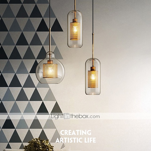 Lights & Lighting Pendant Lights | 30 cm Single Design Pendant Light LED Modern Nordic Style Glass Cylinder Electroplated Lsland