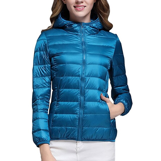 Womens Packable Down Hooded Jacket Puffer Coat Ultra Light Weight Short Down Coat