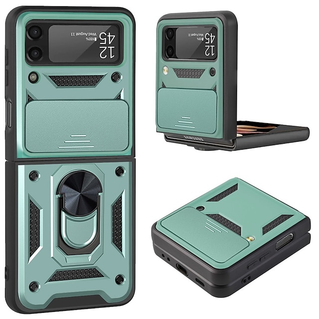  телефон Кейс для Назначение SSamsung Galaxy Z Flip 5 Z Flip 4 Z Flip 3 Плотные Кольца-держатели Защита от пыли Защита от удара Однотонный ТПУ