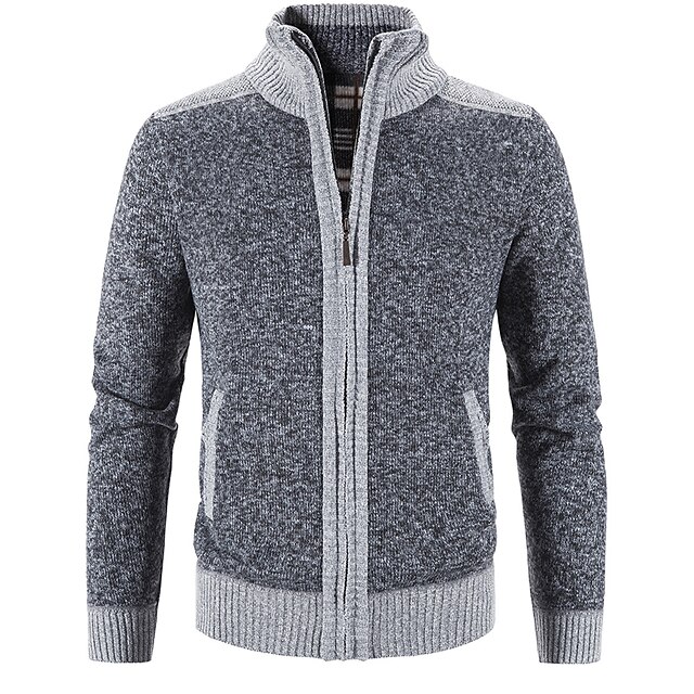 Men's Sweater Cardigan Zip Sweater Sweater Jacket Knit Side Pockets ...