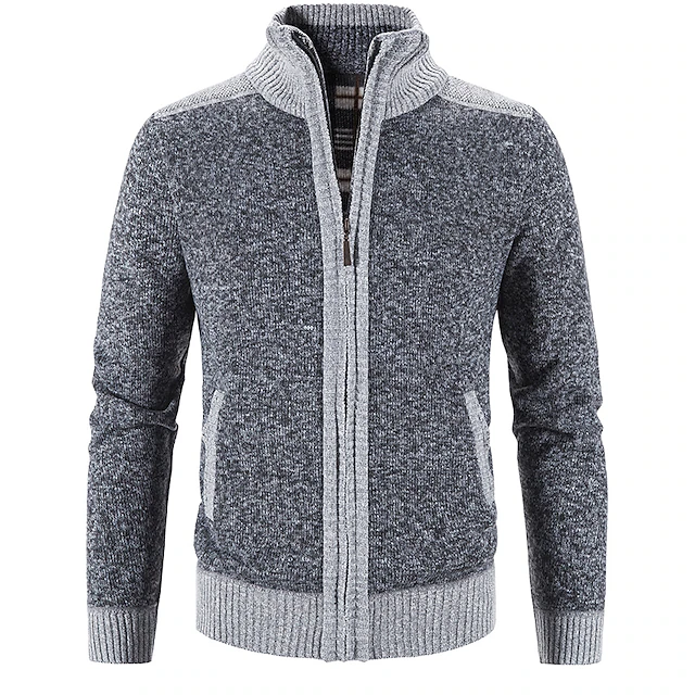 Men's Sweater Cardigan Zip Sweater Sweater Jacket Knit Knitted Solid ...