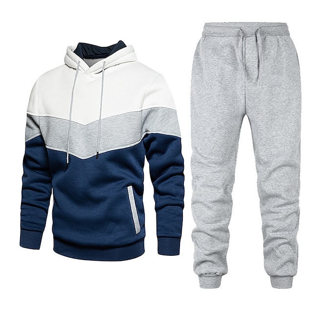 Men's Tracksuit Sweatsuit Jogging Suits White Yellow Wine Red Navy Blue ...