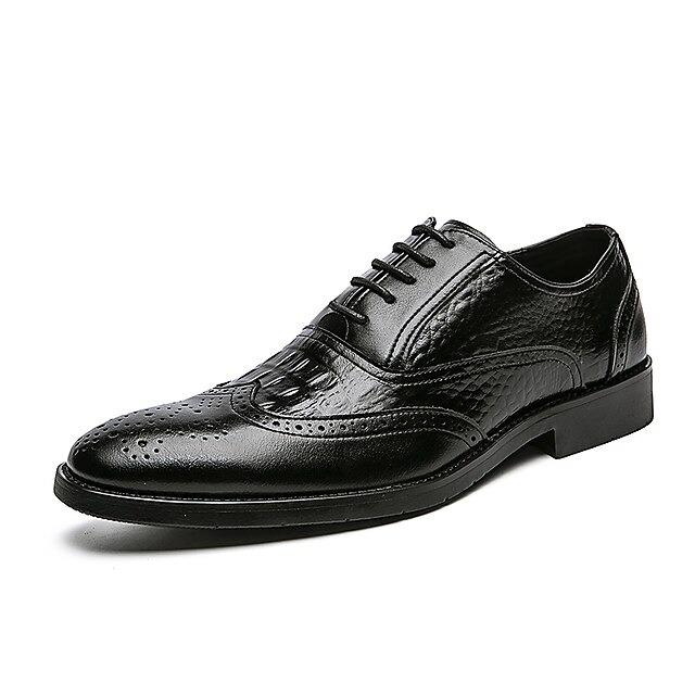 Shoes & Bags Mens Shoes | Mens Oxfords Business Casual British Wedding Party & Evening PU Black Brown Fall Spring - GH93028