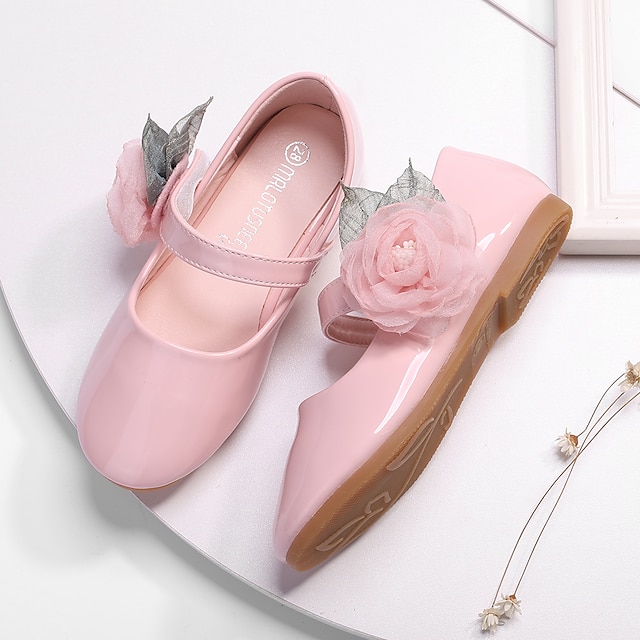 Shoes & Bags Kids Shoes | Girls Flats Flower Girl Shoes Patent Leather Little Kids(4-7ys) Flower Light Pink White Fall Spring - 