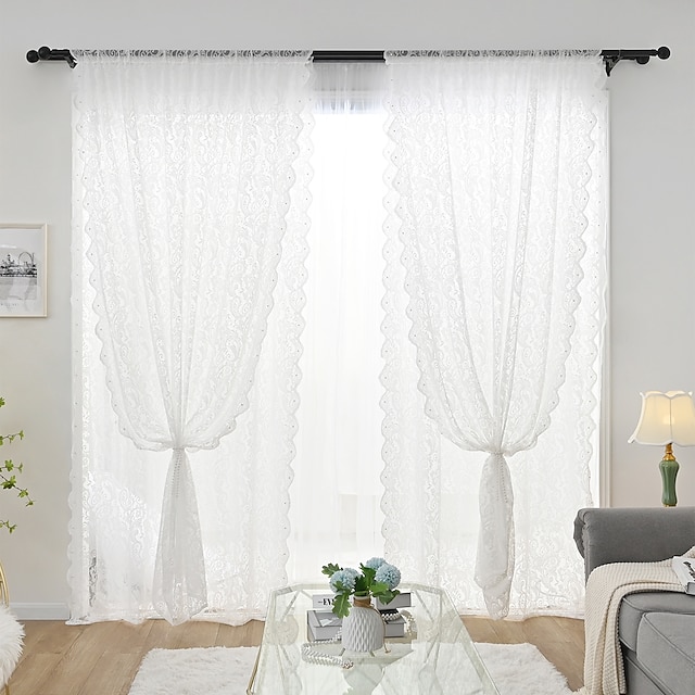 Fortune Tree Jacquard Sheer Curtain Tulle Valance Bedroom Dining Lace 4 Colors 