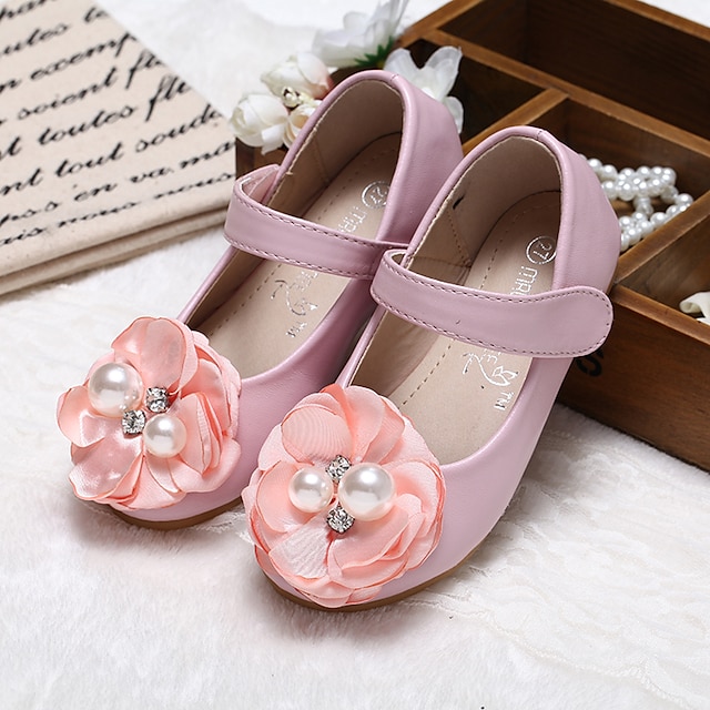 Shoes & Bags Kids Shoes | Girls Flats Flower Girl Shoes Microfiber Dress Shoes Little Kids(4-7ys) Wedding Daily Black Pink Ivory