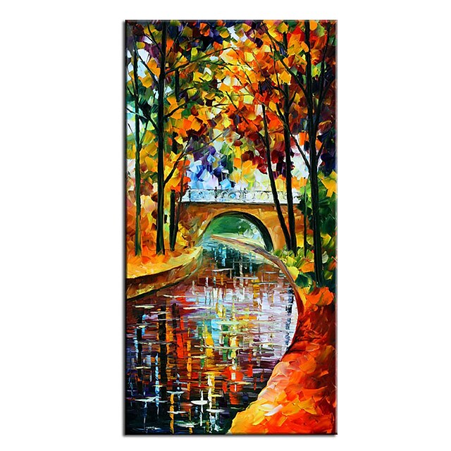 Home & Garden Wall Art | Oil Painting Handmade Hand Painted Wall Art Landscape Colorful Knife Street Fall Leaf River Home Decora