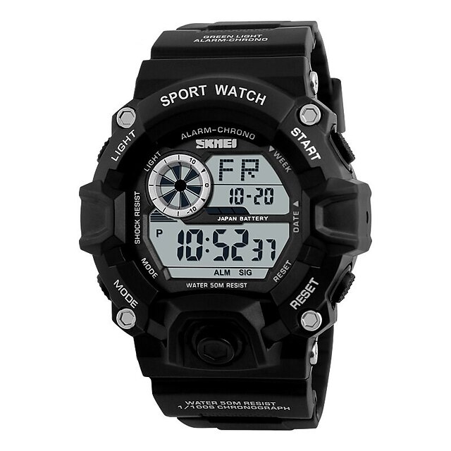  SKMEI Sport Watch Digital Watch for Men's Men Digital Digital Outdoor Waterproof Chronograph Alarm Clock Plastic PU Leather / Noctilucent / Large Dial