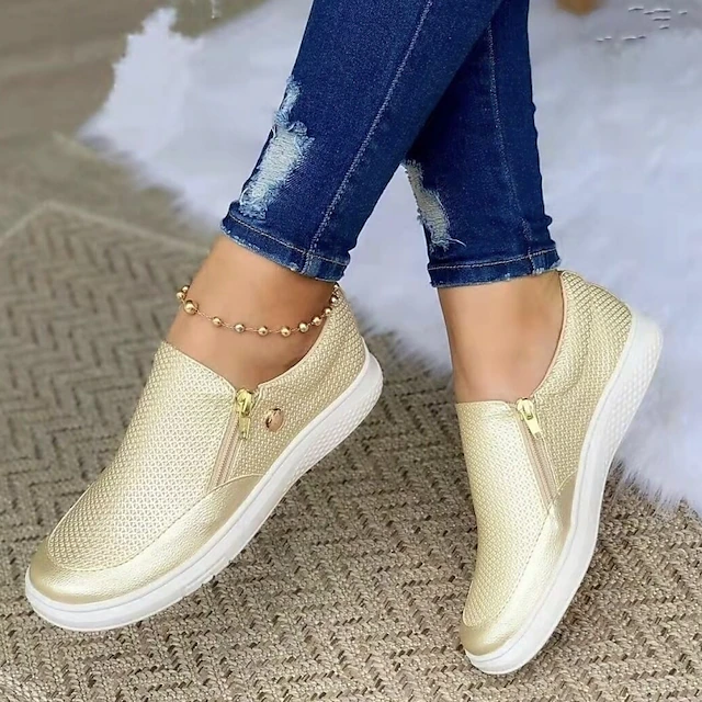 Women's Sneakers White Shoes Plus Size Slip-on Sneakers White Shoes ...