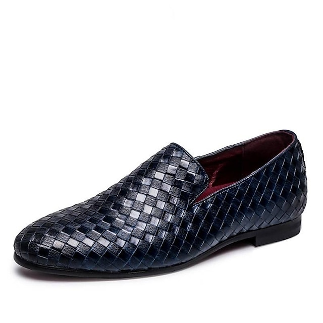  Men's Loafers & Slip-Ons Formal Shoes Plus Size Woven Shoes Comfort Shoes Casual Chinoiserie Office & Career Party & Evening Faux Leather Waterproof Non-slipping Wear Proof Loafer Black White Blue