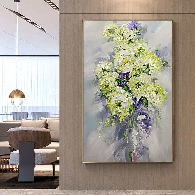 Home & Garden Wall Art | Oil Painting Handmade Hand Painted Wall Art Modern Abstract Beautiful Color Green Flower Home Decoratio