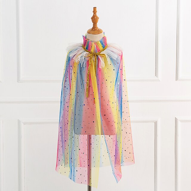 Baby & Kids Girls Clothing | Kids Girls Cloak Cape Rainbow Star Lace up Fall Winter Active Party 3-10 Years / Spring / Summer - 