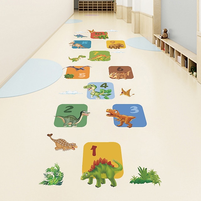 Home & Garden Home Decor | 34*70cm*2 Wall Stickers Self-adhesive Cartoon Dinosaur Hopscotch Childrens Room Kindergarten Hopscotc