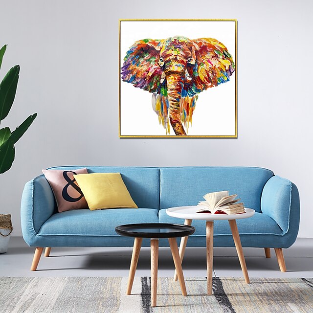 Home & Garden Wall Art | Oil Painting Handmade Hand Painted Wall Art Nordic Abstract Animals Multicolour Elephant Home Decoratio