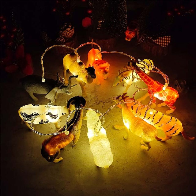  1.5m Wild Animal String Lights Sheep for Kids Bedroom 10 LEDs 1pc Warm White Christmas New Year‘s Party Decorative Holiday AA Batteries Powered