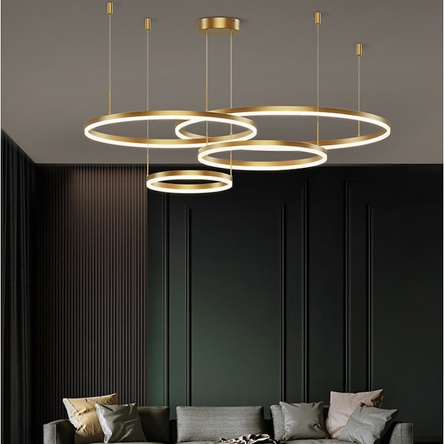  60 cm Circle Design Line Design Geometric Shapes Pendant Light Metal Layered Artistic Modern Simple Style Painted Finishes Artistic LED 110-240 V