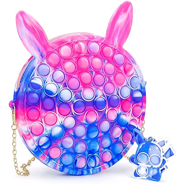 4PCS Womens Rainbow Handbag Jumbo Push Bubble Poppet Sensory Silicon Fidget Toys 