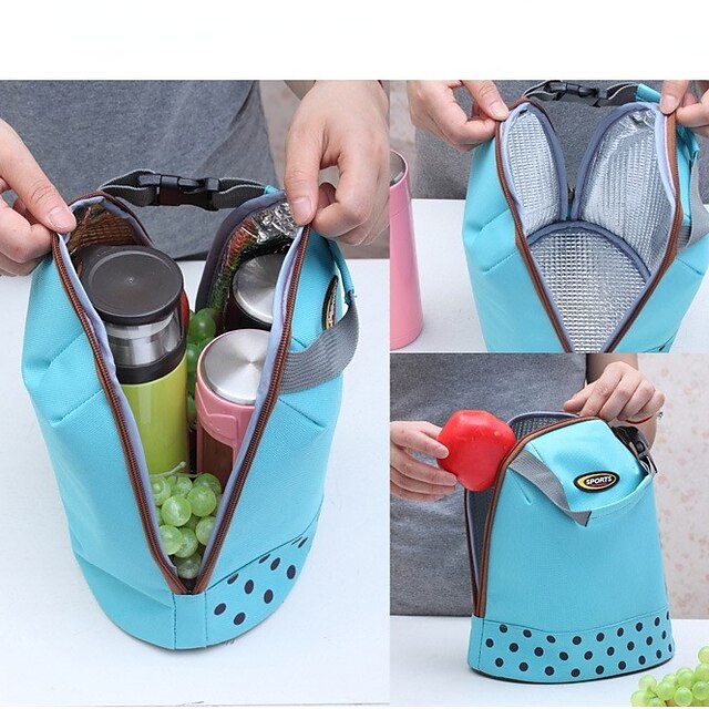  1pc lunch box handbag thermal insulation bag aluminum foil thick thermal insulation bag rice bag shoulder strap hand carry lunch bag Blue Green Yellow