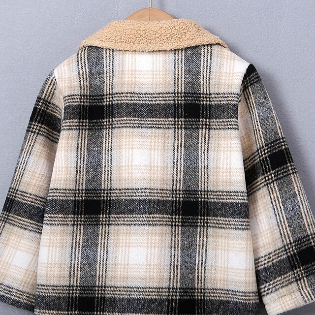 Baby & Kids Girls Clothing | Kids Girls Coat Long Sleeve Black Plaid Pocket Fall Winter Adorable Daily 2-6 Years / Cute / Cotton