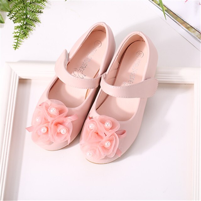 Shoes & Bags Kids Shoes | Girls Flats Flower Girl Shoes Microfiber Little Kids(4-7ys) Wedding Daily Flower Pink Ivory Fall Sprin