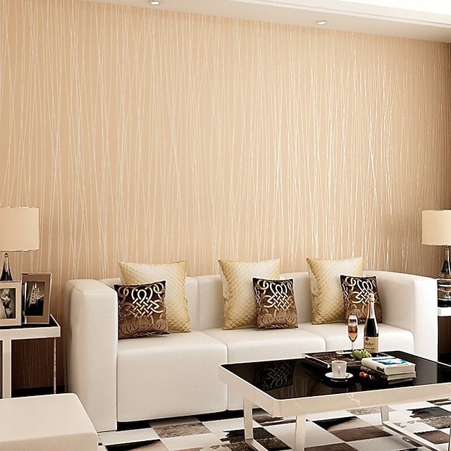 Wallpaper Wall Covering Sticker Film Peel and Stick Removable Plain Vertical Stripes Non Woven