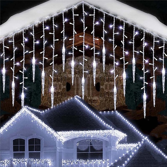  3,5m 5m julgirland gardinljus 96leds 216leds istappargardinljus 220v fairy string lights jul nyår trädgårdsgalleria inomhus utomhusdekoration eu-kontakt