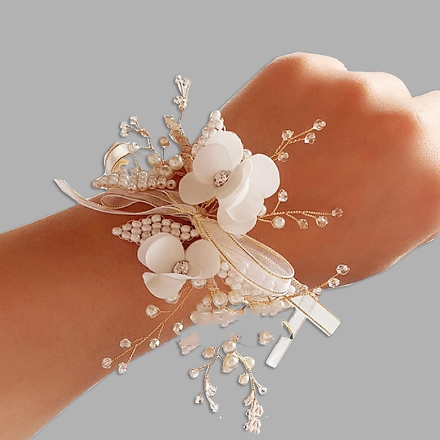  Wedding wrist flowers Wrist Corsages Wedding Metal / Fabrics Wedding Flowers