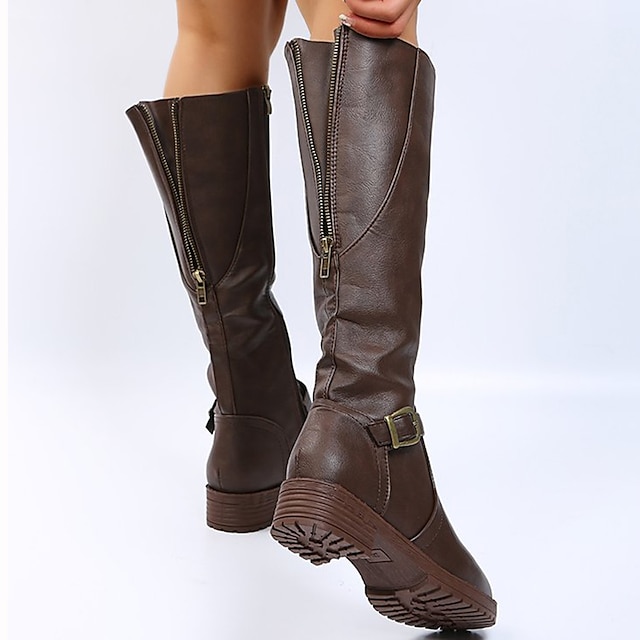 Women's Boots Biker boots Plus Size Riding Boots Outdoor Daily Solid ...