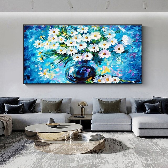 Home & Garden Wall Art | Oil Painting Handmade Hand Painted Wall Art Abstract Plant FloralWhite Chrysanthemum Home Decoration De