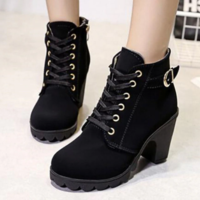 Women's Boots Suede Shoes Lace Up Boots Outdoor Office Daily Booties ...