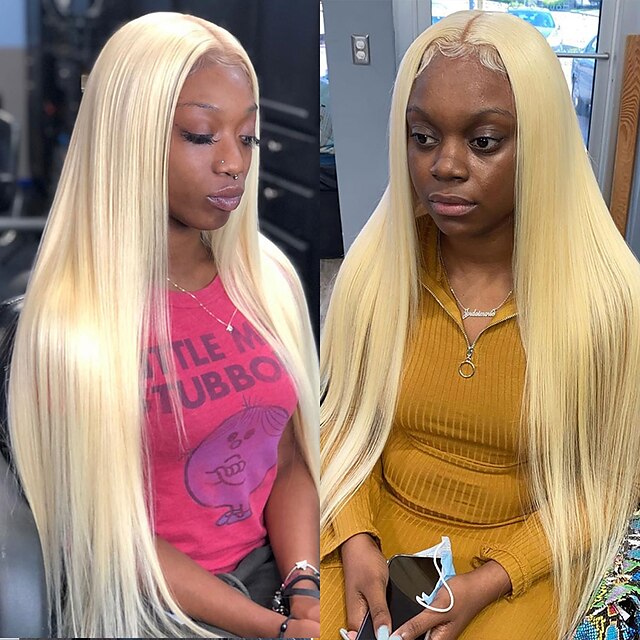 

200% 134 Lace 613 Long Blonde Color Transparent HD Lace Front Human Hair Glueless Closure Frontal Wig Pre Plucked Wigs