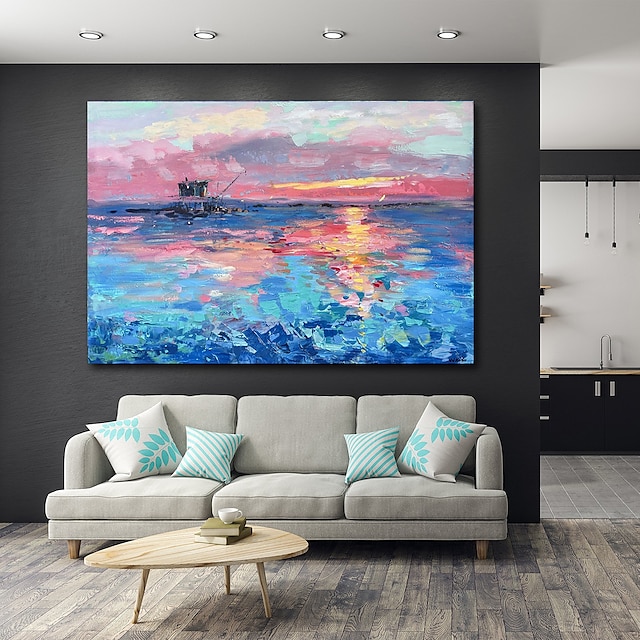 Home & Garden Wall Art | Oil Painting Hand Painted Horizontal Panoramic Abstract Landscape Modern Rolled Canvas (No Frame) - PD2