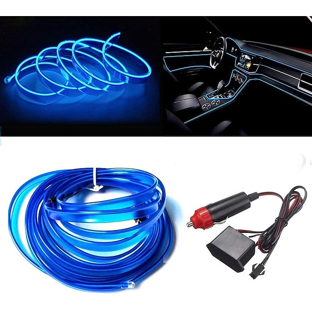  Neon Car LED Strip Lights Ambient LED Lighting Kit 5M/16FT 12V with Fuse Protection Decoration Light For Car Interior Accessories Center Console Dashboard Strip Lights